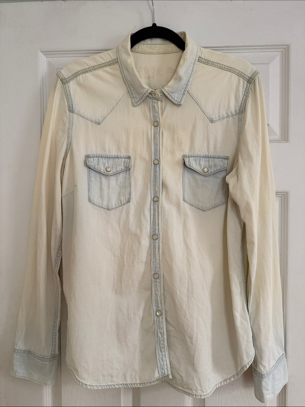 Gap Antique Vintage Wash Denim Western Button-Up Shirt L